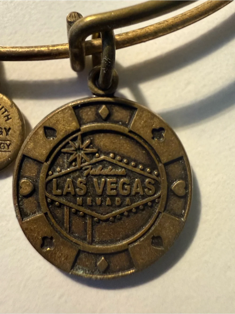 Alex and Ani Antique Gold Las Vegas Nevada Poker Chip Charm Bracelet